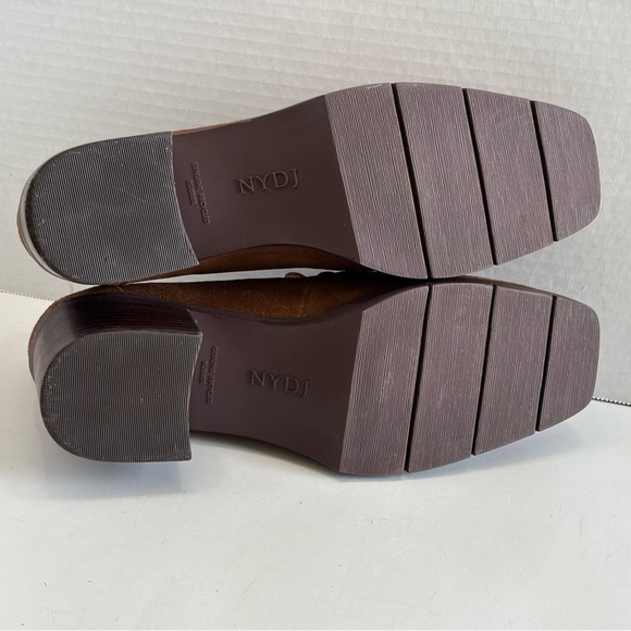 NYDJ Anella Heeled Loafers Women's 8M Cognac Brown Suede Slip On Shoes - Picture 13 of 16